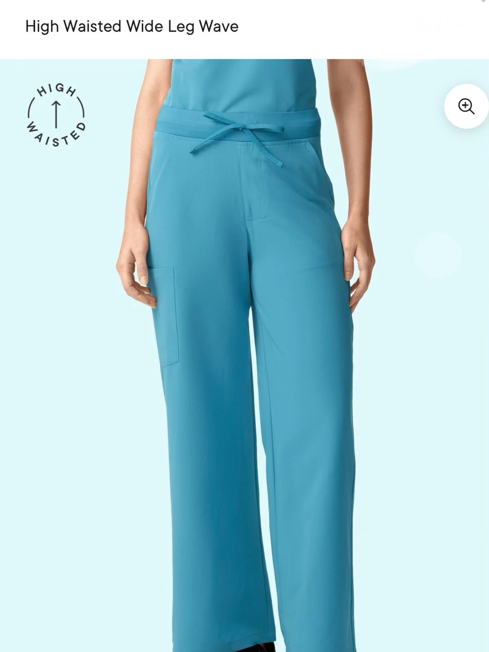 High-Waist Wide-Leg Pants in Wave & Crimson with Drawstring (2 different colors)